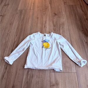 Janie & Jack Girls White Long-Sleeve Tee with Lemon Graphic Size 3